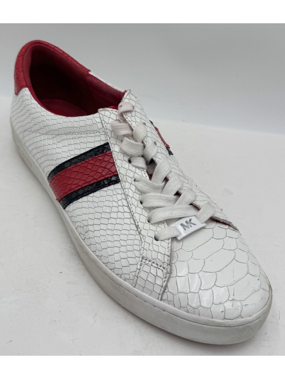 Michael Kors Irving  Women's Sneakers Size 11 White Red Snake Embossed Leather